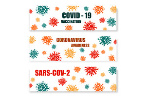 Different virus symbol white banners, a Templates & Theme by LongQuattroArt