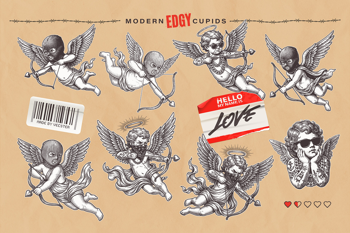 Classic & Modern Vector Cupids, a Decorative Illustration by Vecster (Photo 3 of 5)