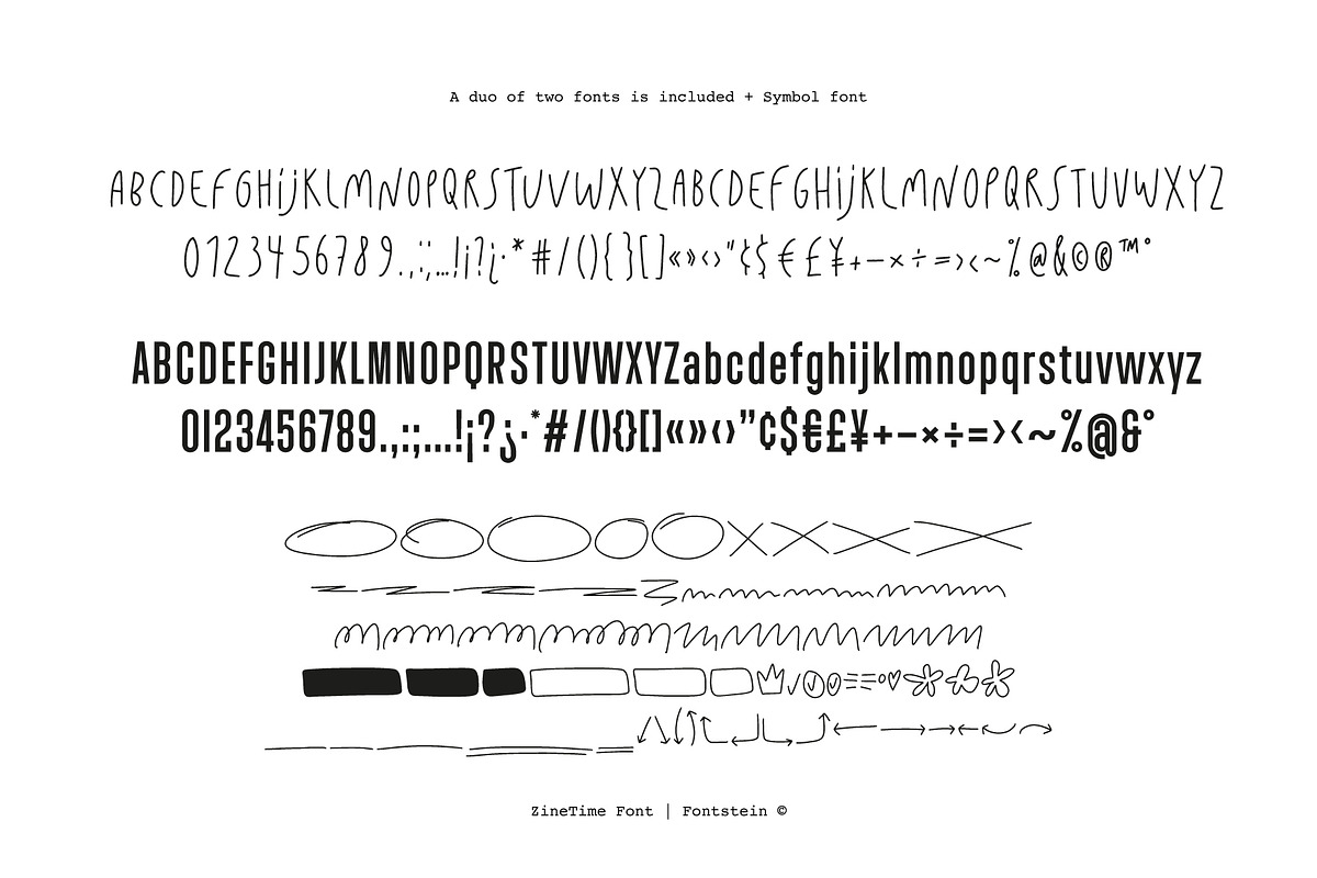 ZineTime Font Set | DUO + Symbols, a Sans Serif Font by Fontstein (Photo 3 of 7)