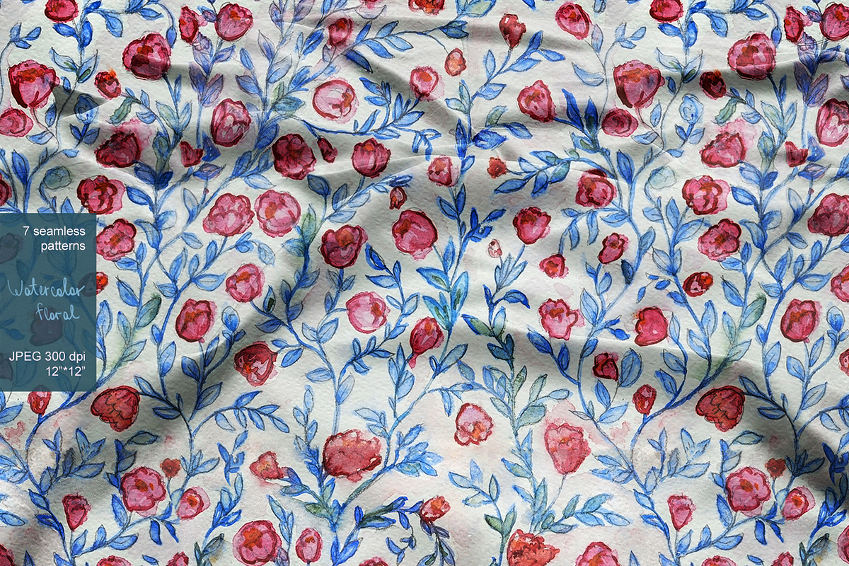Shabby floral seamless watercolor, a Pattern Graphic by PatternsBlooming (Photo 7 of 7)