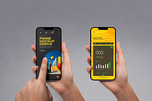 Hand Holding iPhone Pro 14 Mockup, a Mockup by Avelina Studio