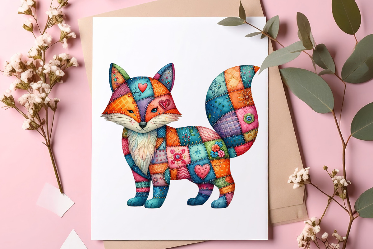 Valentine Patchwork Animal Clipart, an Illustration by SinaCreation (Photo 5 of 11)