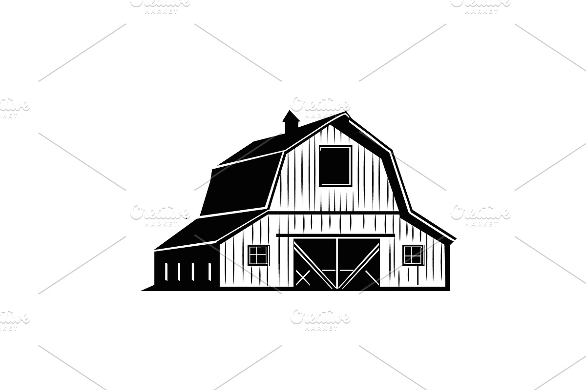 vintage barn house silhouette vector, an Object Graphic by e-artdesign (Photo 6 of 6)