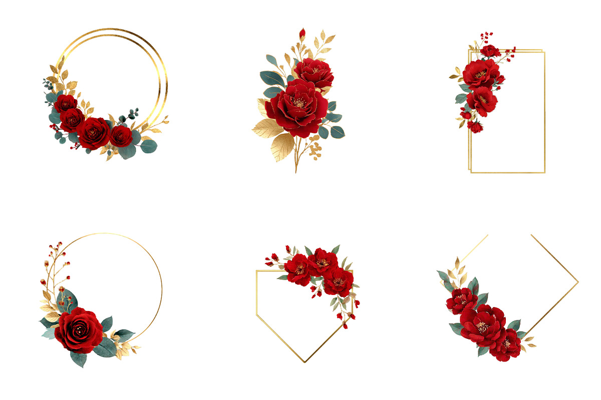 Red Rose Wedding Floral Fram, an Illustration by CreationArt (Photo 4 of 5)