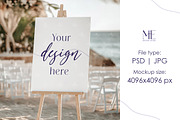 Easel Sign Mockup Beach Wedding PSD, a Mockup by Mie Mockup Studio (Thumbnail 3 of 7)