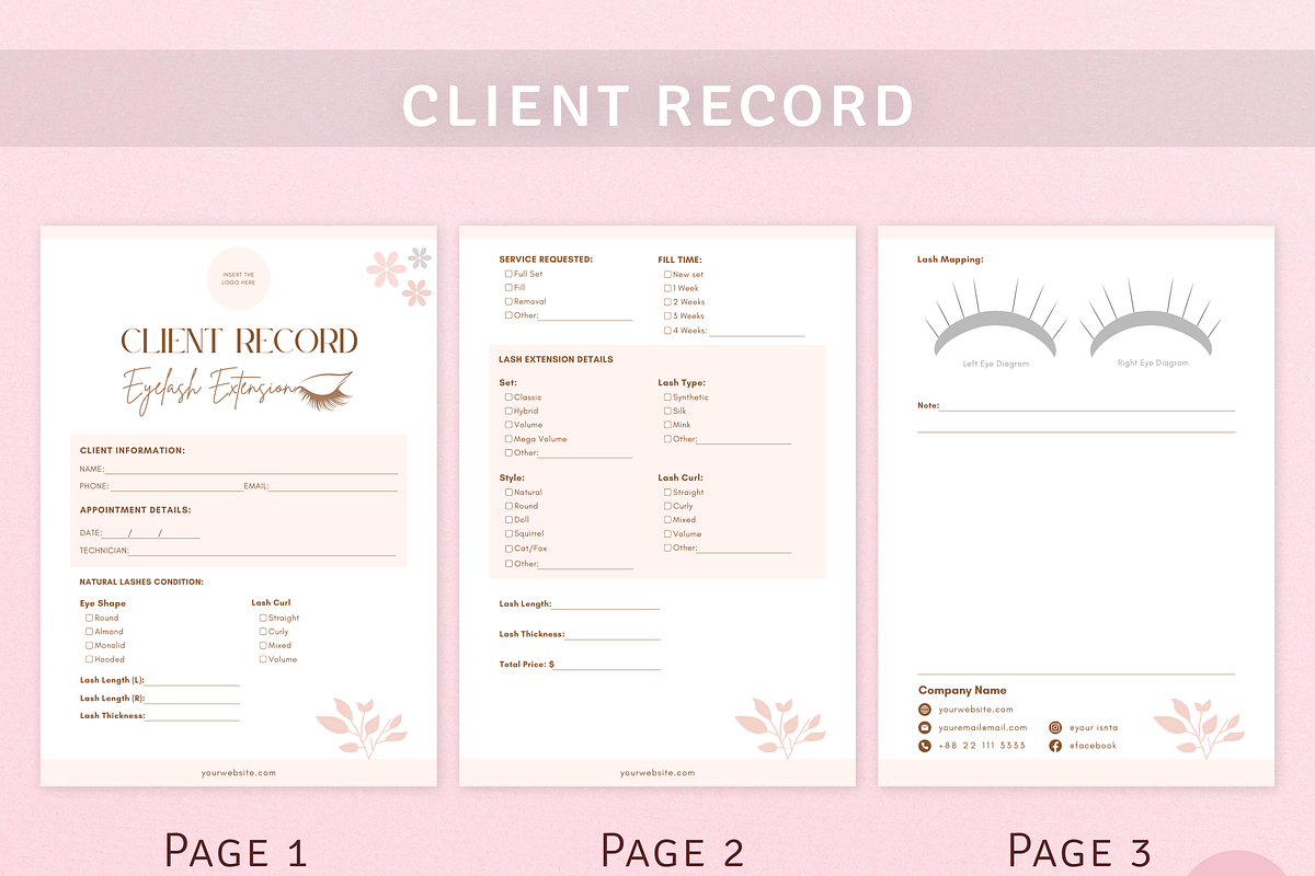 Eyelash Extension Forms Bundle, a Templates & Theme by MondaySpark (Photo 5 of 11)