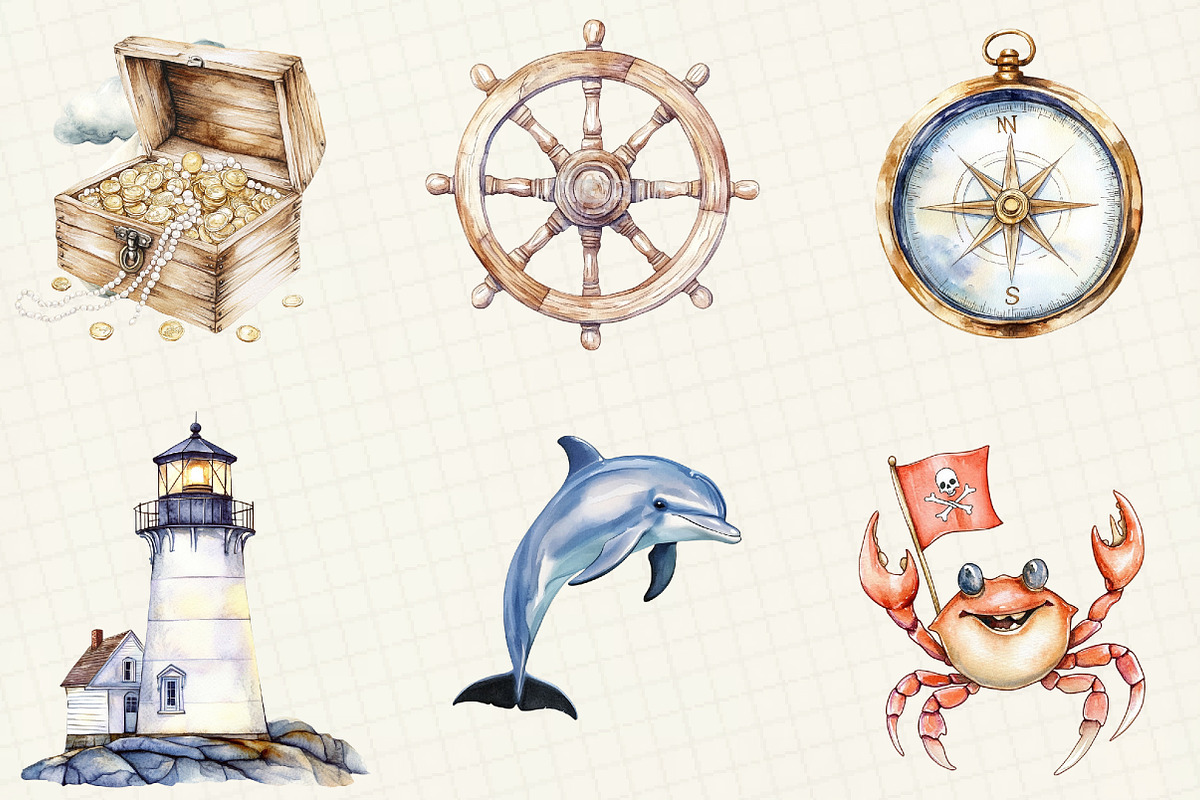 Adventure at Sea Nursery Clipart, an Illustration by OK Design (Photo 5 of 5)