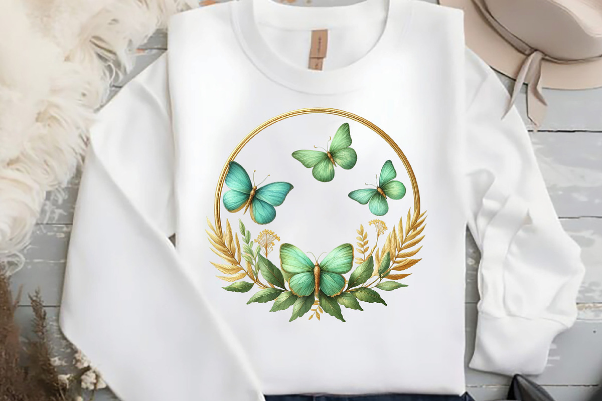 Green Gold Butterflies Clipart, an Illustration by DreamCafeArt (Photo 5 of 6)