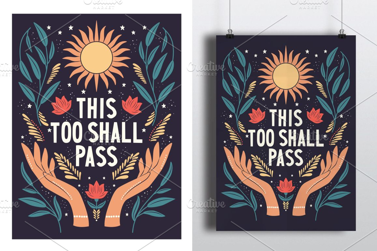 This Too Shall Pass Poster Design, a Decorative Illustration by Blue Lela Design (Photo 3 of 3)