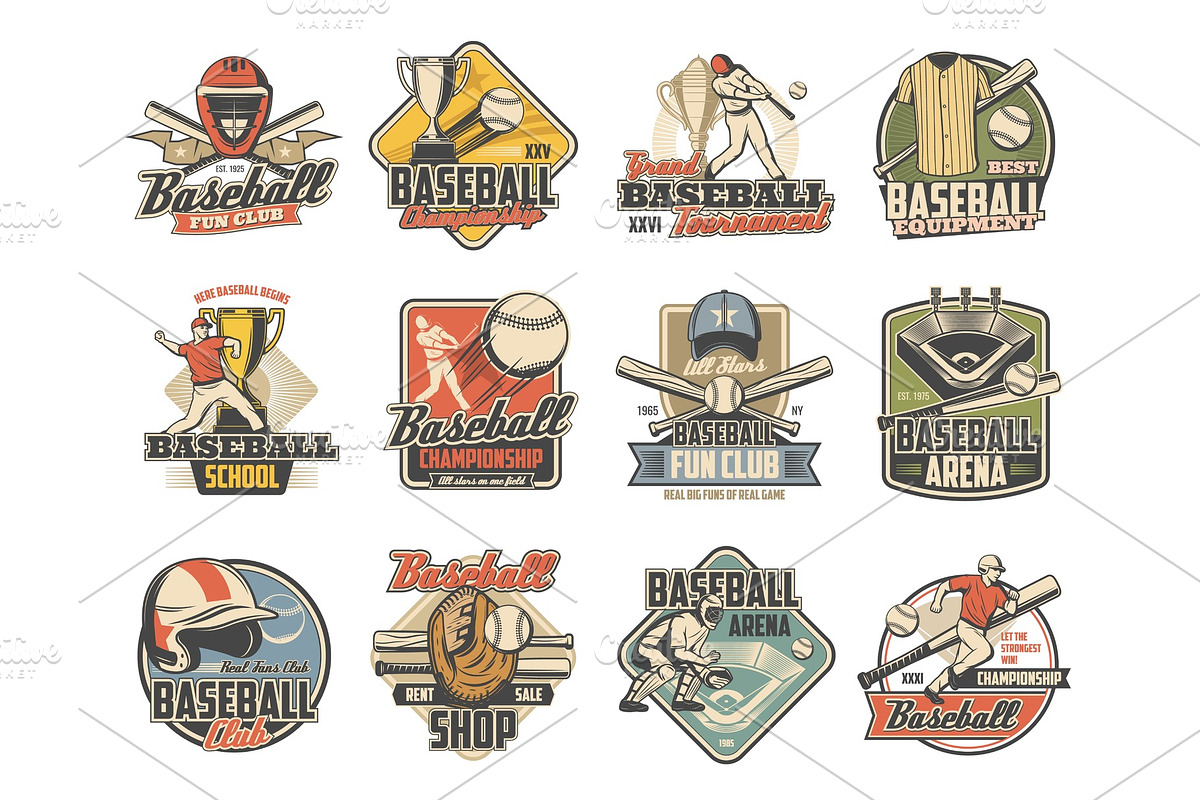 Baseball sport icons, an Illustration by Vector Tradition