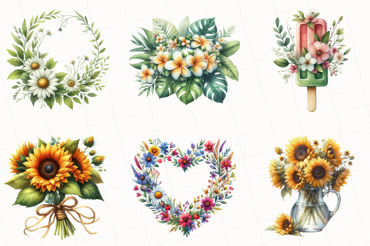 Floral Summer Sublimation Clipart, an Illustration by OK Design (Photo 4 of 5)