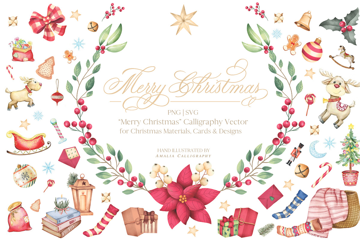 Christmas Lettering Clipart, an Object Graphic by Amalia Calligraphy (Photo 5 of 9)