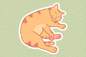 Sleeping Red Tabby Cat Stickers