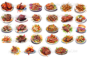 Watercolor Kebab And Grills Food