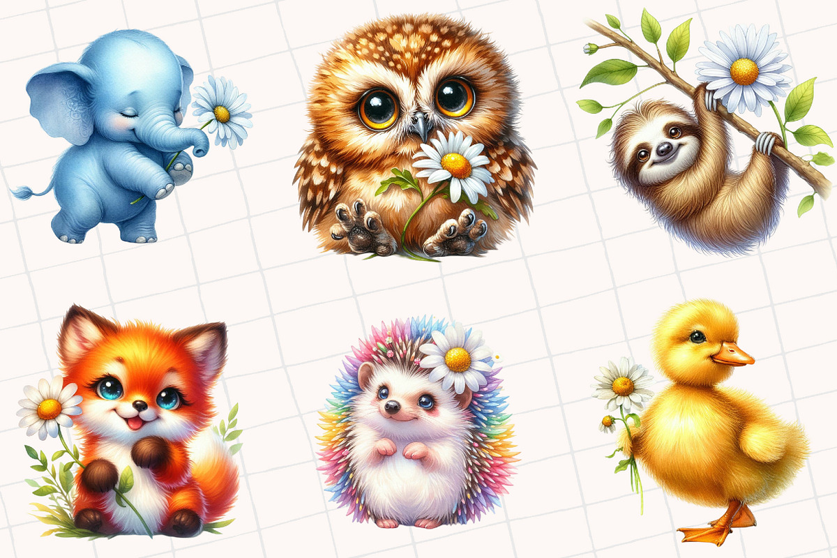 Daisy Flower Animal Clipart, an Illustration by OK Design (Photo 5 of 5)