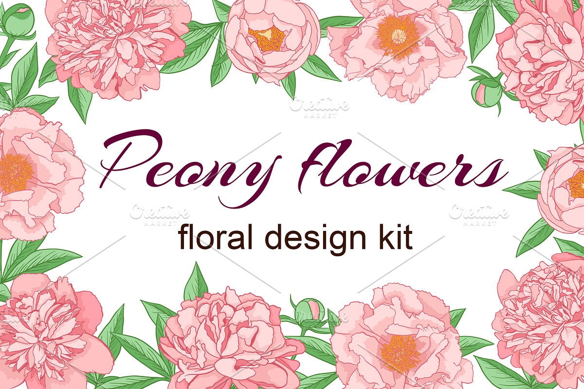 Peony Flowers Design Kit, a Decorative Illustration by Artspace (Photo 1 of 6)