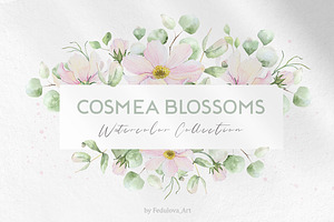 Pink Flowers Watercolor clip art