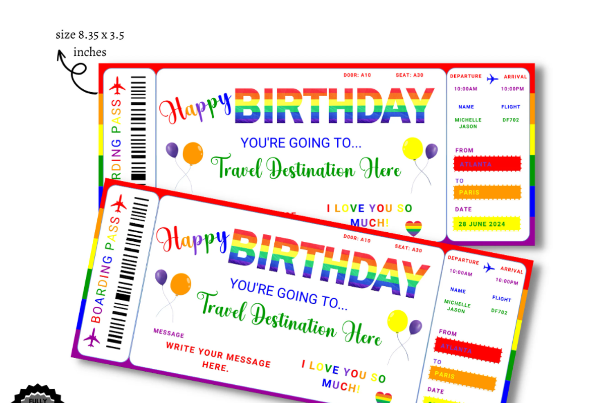 Happy Birthday Gift Boarding Pass, a Card Template by YasdeyDesigns (Photo 2 of 7)