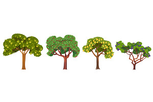 Set of fruit trees. Vector apple, an Object Illustration by Elegant Solution