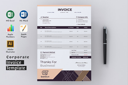Invoice Template Excel Word Pages