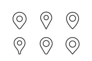 Set line icons of location pin, an Outline Icon by motorama