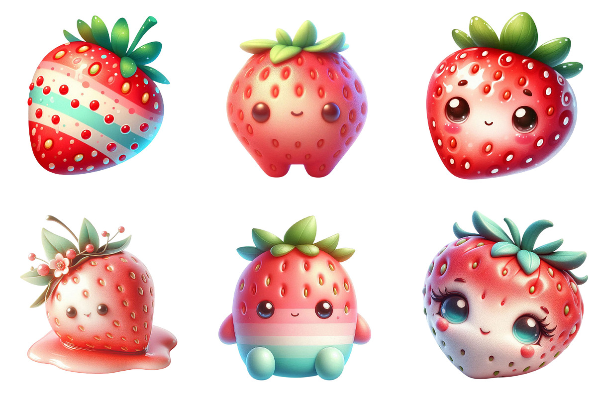 Cute Strawberry PNG Clipart Bundle, a Graphic by CitraGraphics (Photo 2 of 4)
