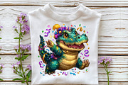Watercolor Mardi Gras Crocodile Clip, an Illustration by Sublimation Artist (Thumbnail 5 of 6)