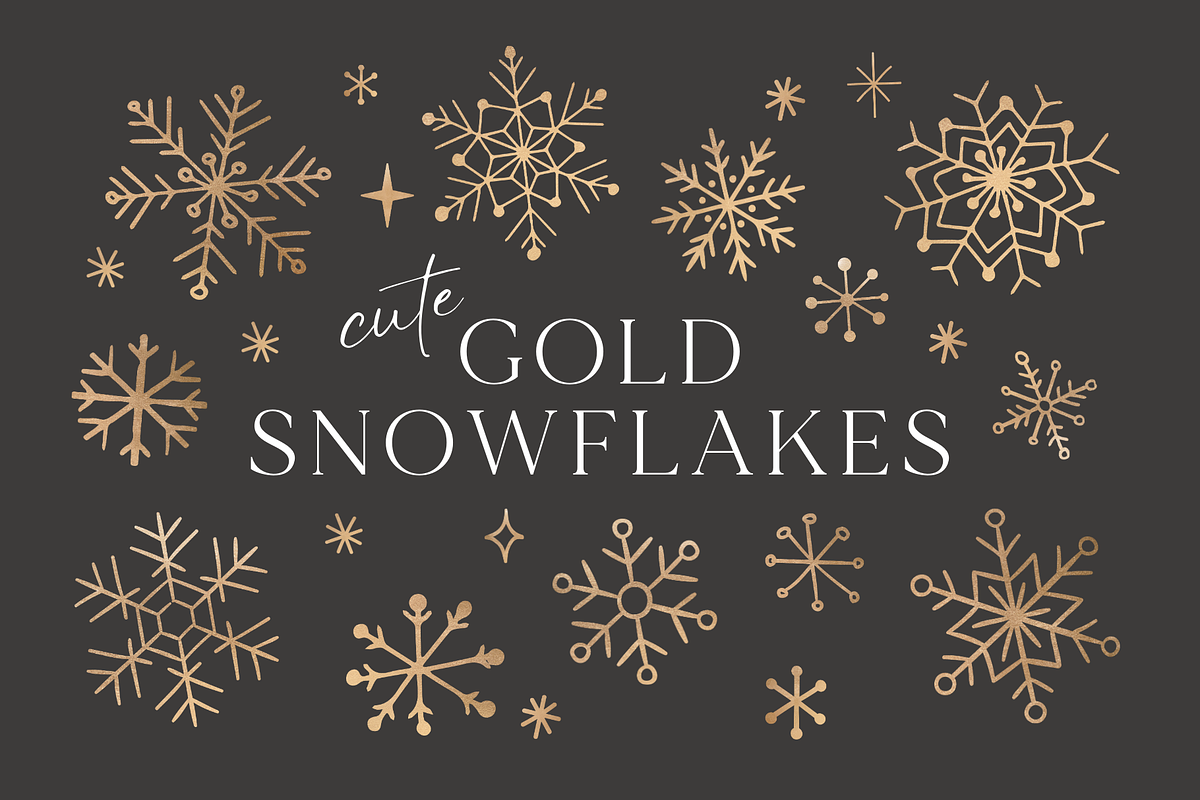 Christmas Gold Snowflake Clipart, a Seasonal Illustration by Lucie Sindelkova (Photo 1 of 6)