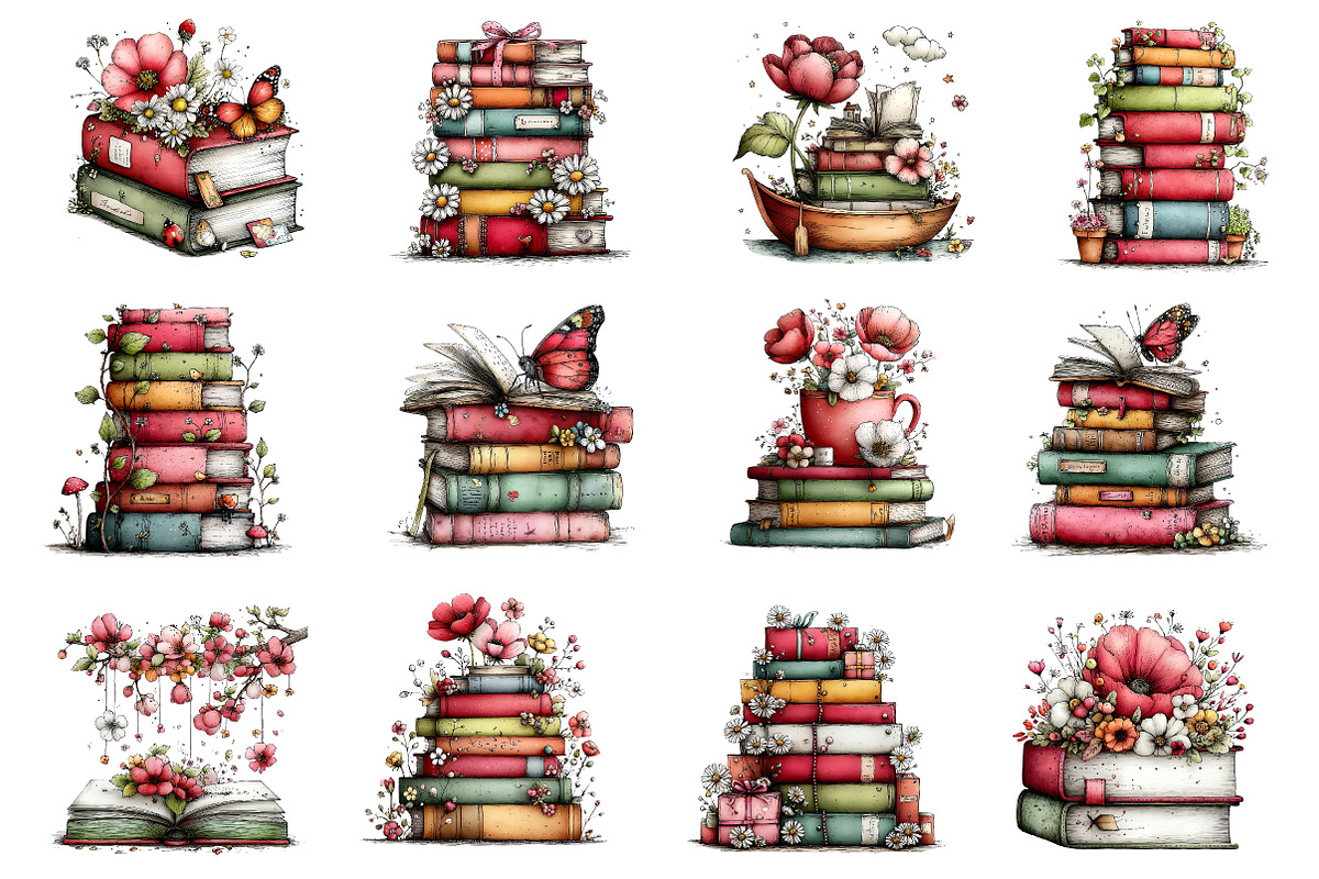 Whimsical Spring Books Clipart, an Illustration by Dream Creation (Photo 5 of 5)