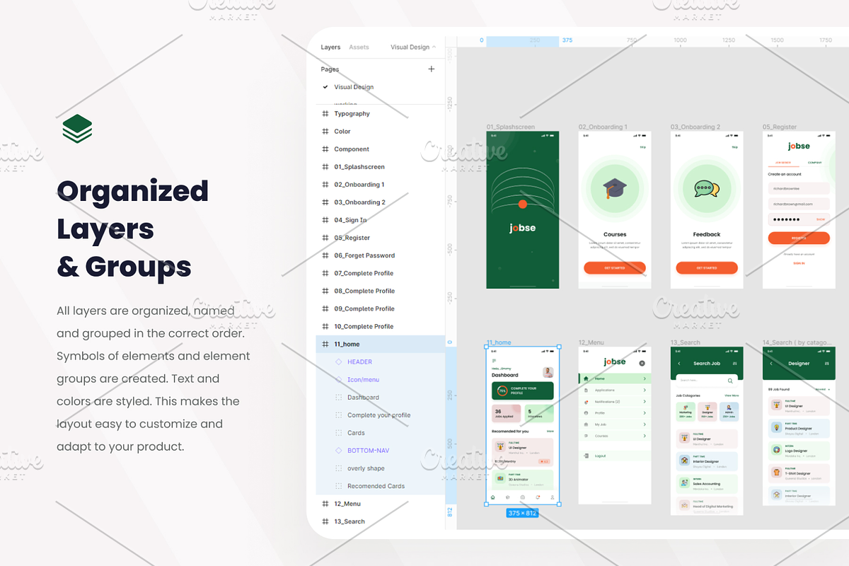 Jobse - Job Portal App Figma UI Kit, an App Template by Pixency (Photo 3 of 6)