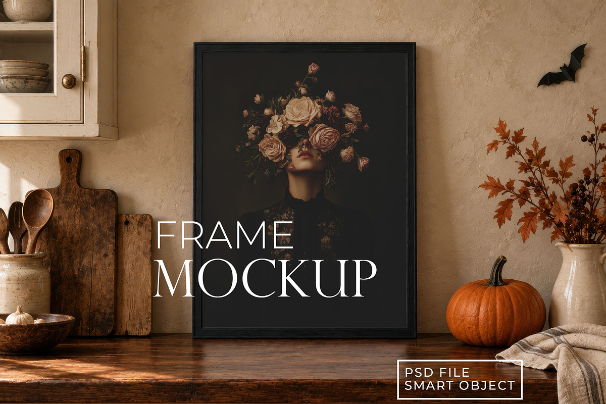 Autumn Kitchen Potrait Frame Mockup, a Household Mockup by AYAKA Studio Co. (Photo 3 of 5)