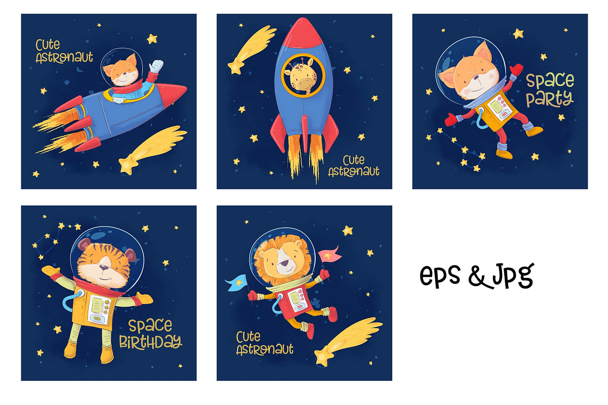 Space – vector clip art, an Animal Illustration by Yuliya Art (Photo 2 of 8)