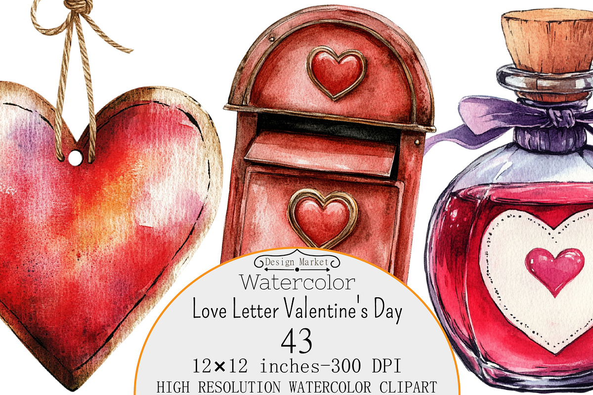 Love Letter Clipart Valentine's Day, a Seasonal Illustration by Design Market (Photo 1 of 5)