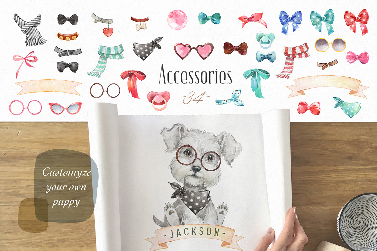 Puppy Paws 6. Watercolor Collection, an Illustration by OctopusArtis (Photo 8 of 11)