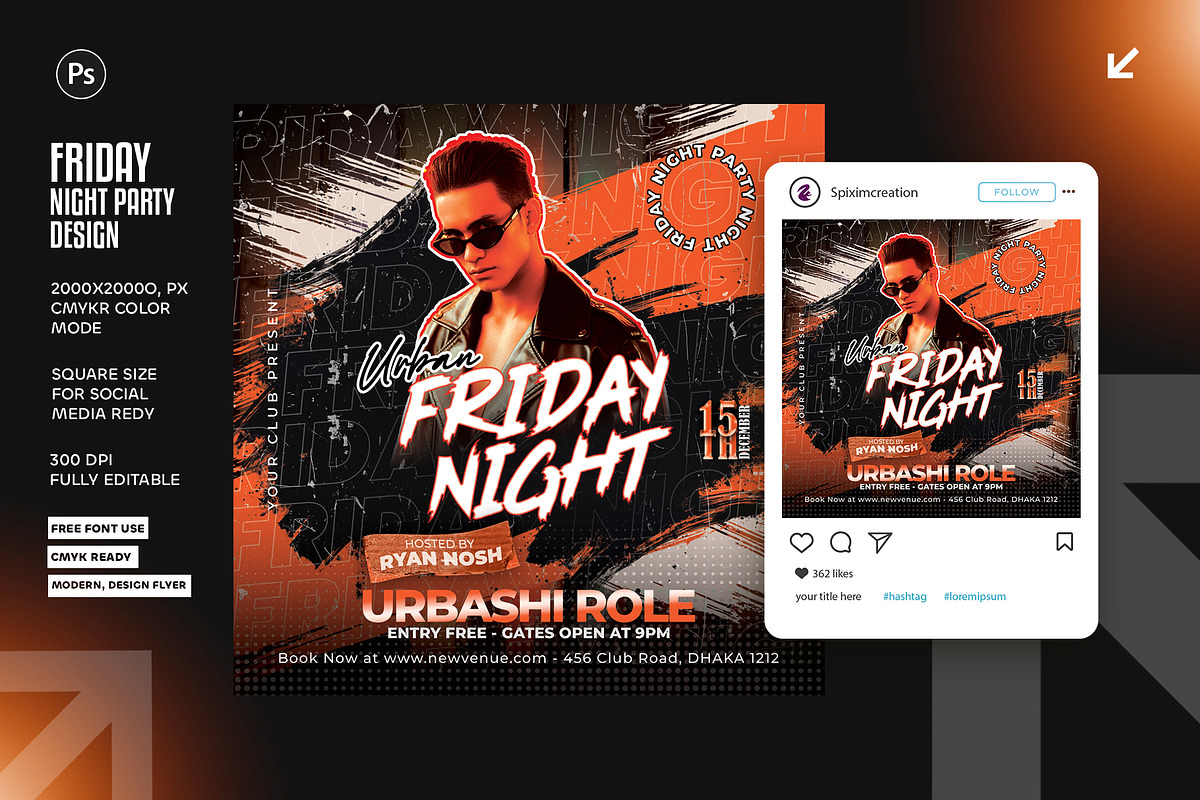 Friday Night Party Flyer Design, a Graphic by Shajib Shikder