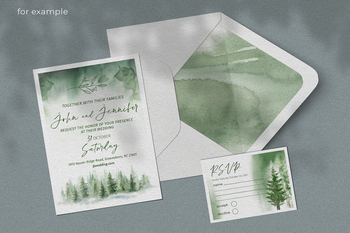 Watercolor Forest Landscapes, a Decorative Illustration by LeiaSW (Photo 8 of 9)