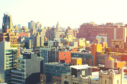 Warm new york buildings stock photograph