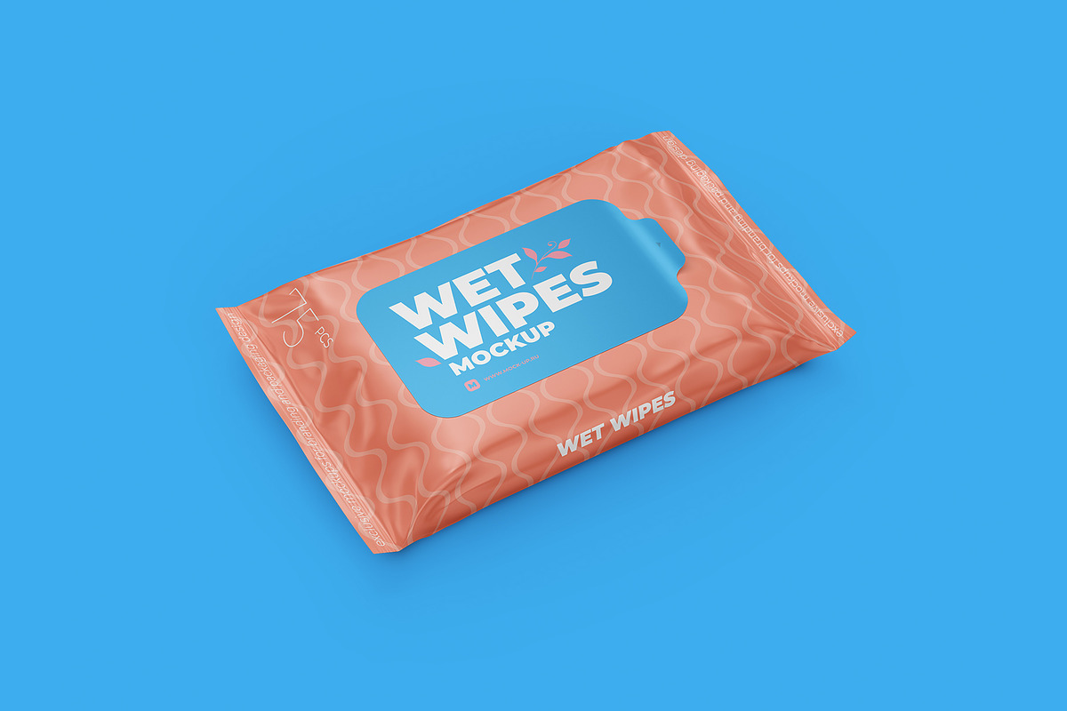 Wet wipes mockup. Angled view, a Packaging Mockup by easymock (Photo 6 of 8)