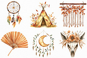 Watercolor Boho Autumn Clipart, an Illustration by Craft Nest (Thumbnail 3 of 6)