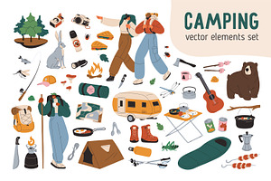 Camping, hiking, trekking items set, an Object Illustration by Good Studio