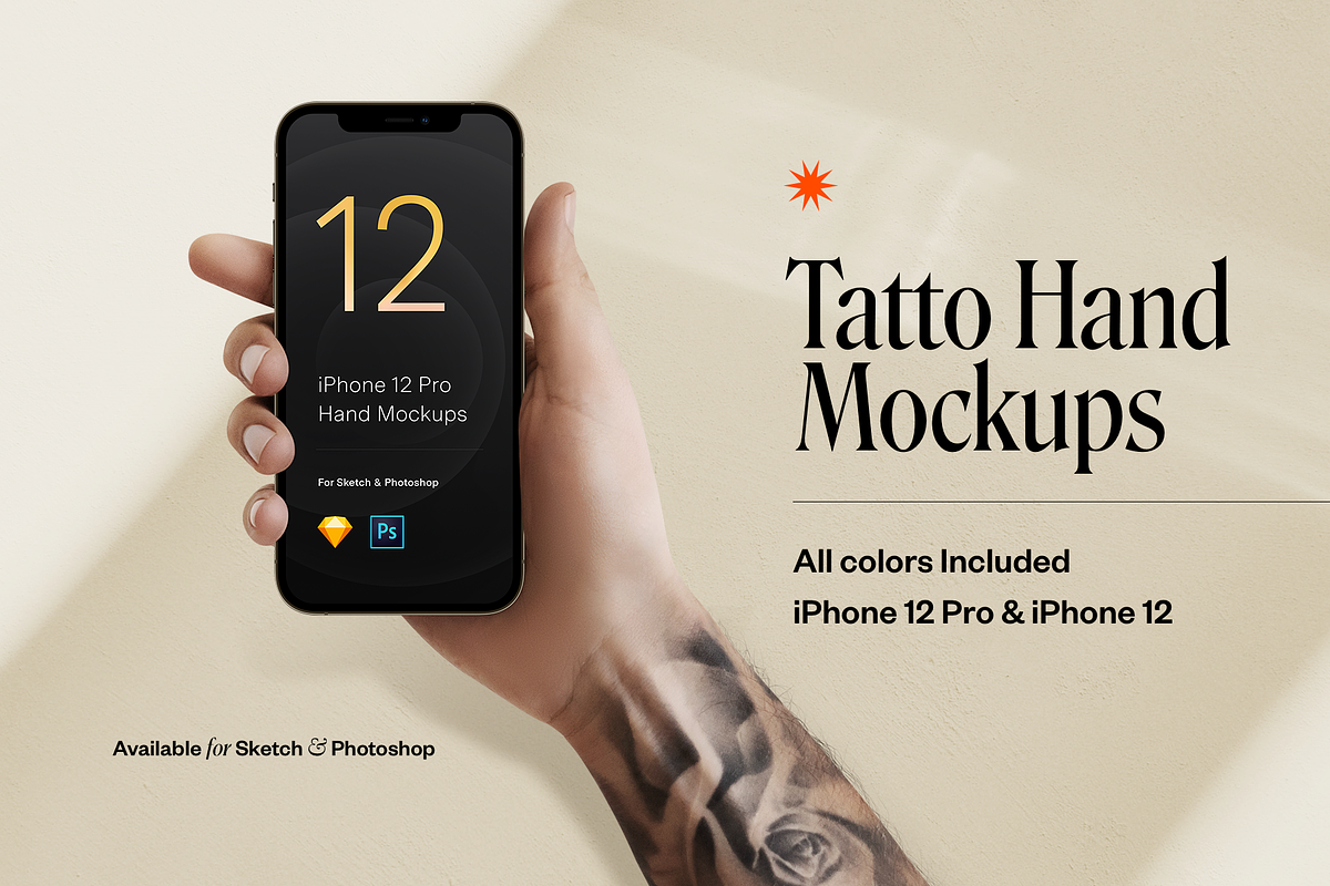 Tattoo Hand Mockups iPhone 12 Pro, an iPhone Mockup by Pierre Borodin (Photo 1 of 7)