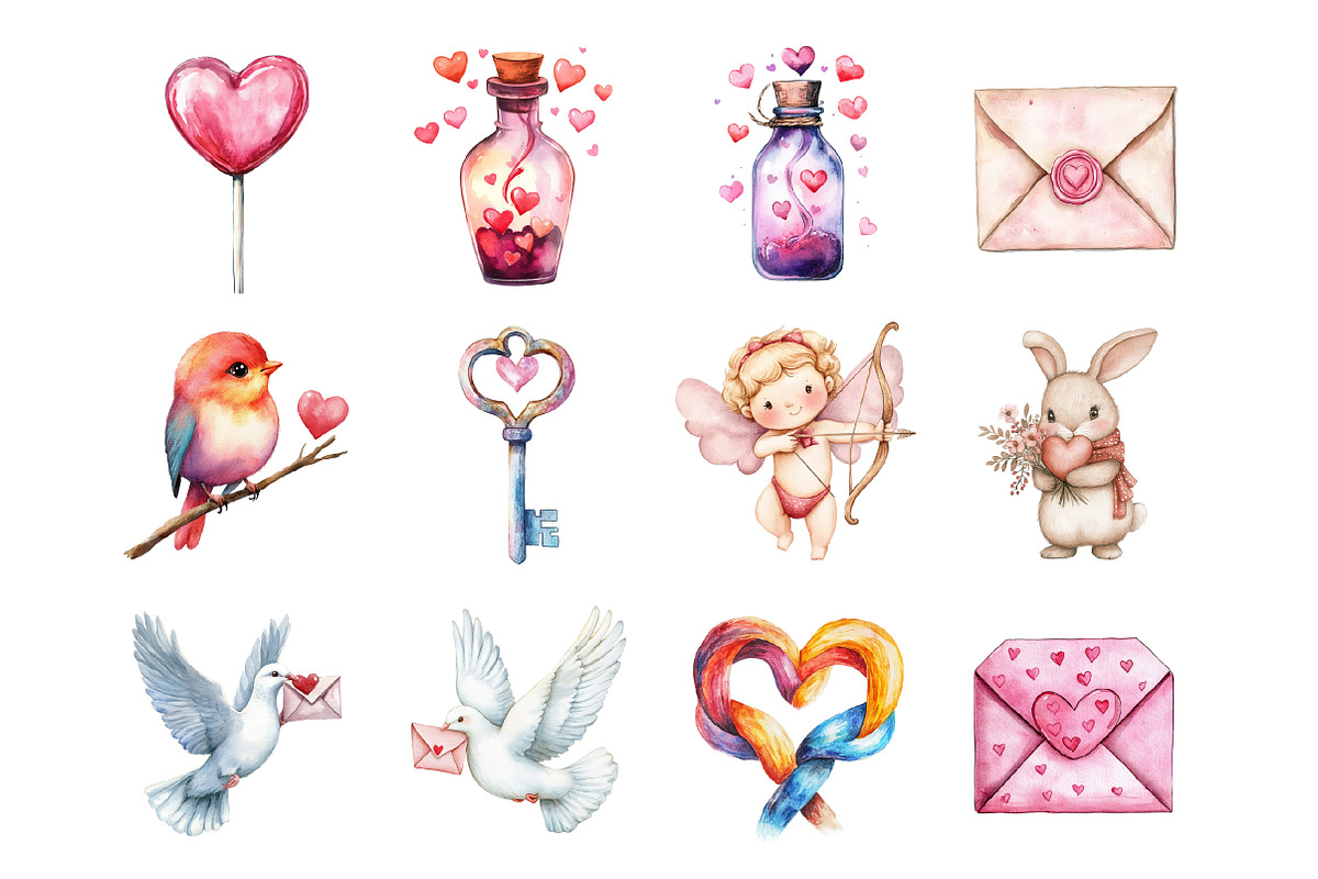 Cute Valentine Clipart, an Illustration by Design Market (Photo 3 of 3)
