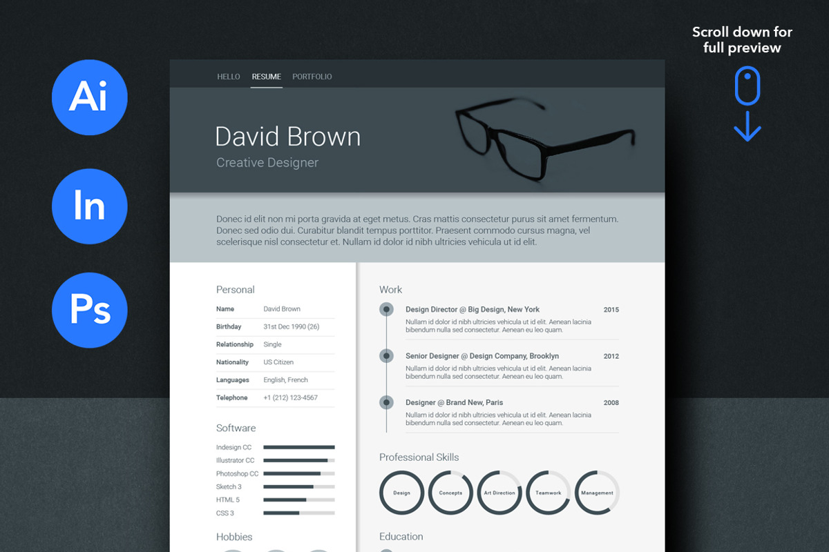 Material Resume Bundle, a Resume Template by ikono.me (Photo 1 of 6)