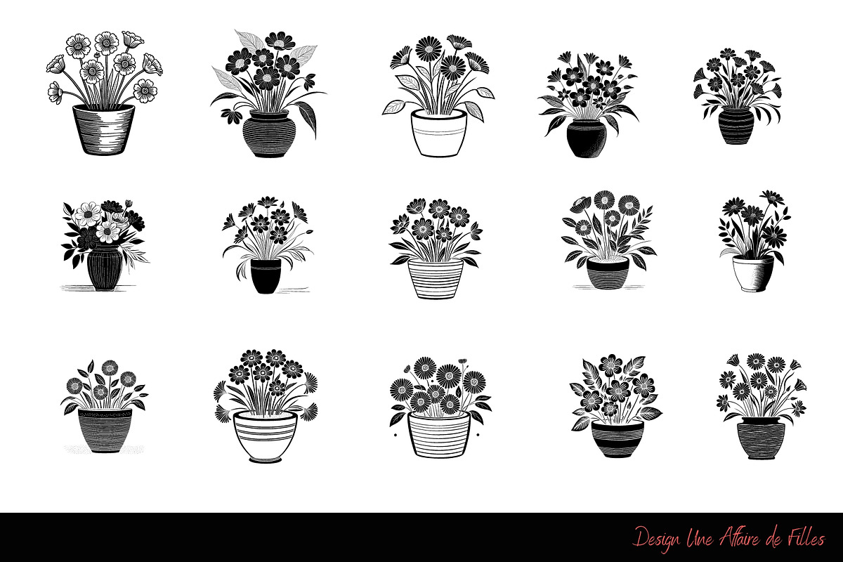 Flower Silhouette Vector Set, an Object Graphic by Une Affaire de Filles (Photo 2 of 3)