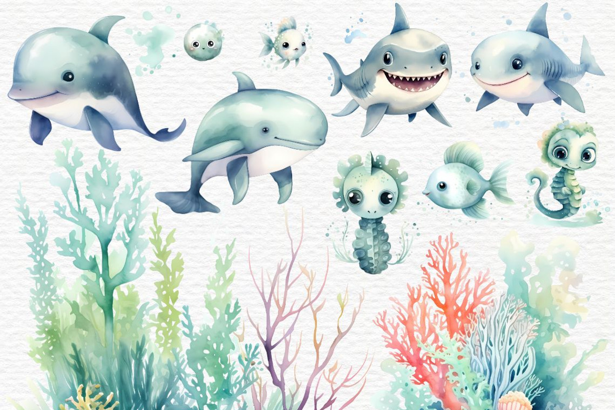 Under the sea baby shower png, an Animal Illustration by Invite to Clipart (Photo 2 of 9)