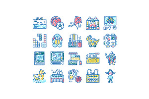 Toy Shop Sale Product set Icons hand, an Object Illustration by pikepicture
