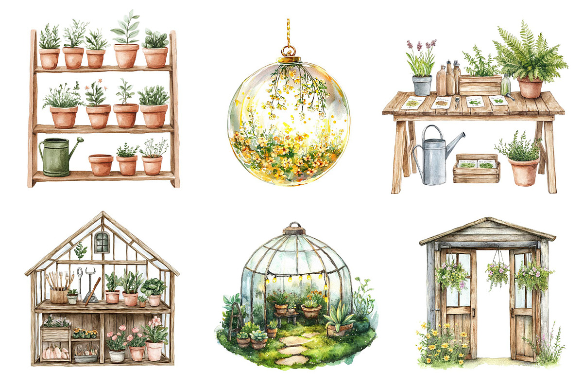 Spring Greenhouse Clipart, an Illustration by CreationArt (Photo 3 of 5)