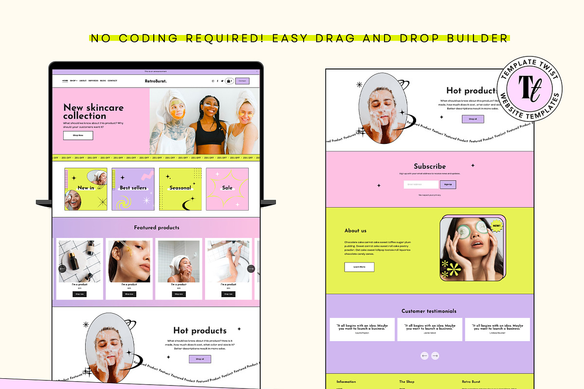 Retro Beauty Website Template, a Squarespace Template by Template Twist Shop (Photo 8 of 10)