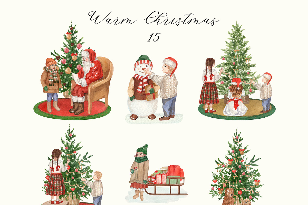 Warm Christmas Watercolor, a Seasonal Illustration by Catch the Dream Art (Photo 7 of 21)