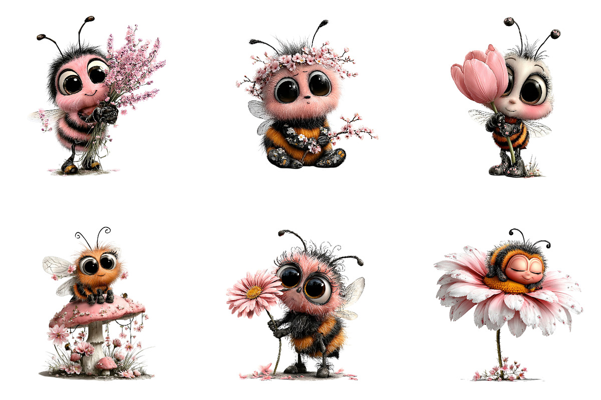 Whimsical Spring Bee Clipart PNG, an Illustration by CreationArt (Photo 5 of 7)